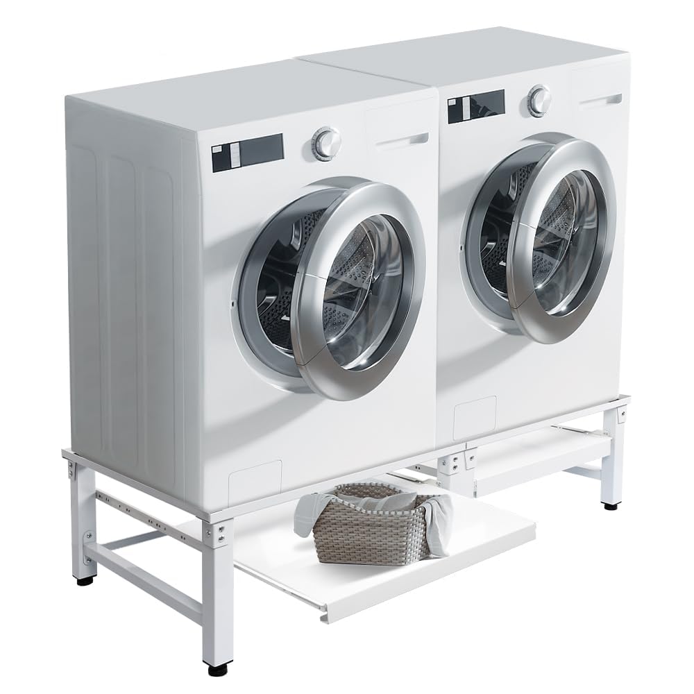 Metall Doppel Untergestell für Waschmaschine 300kg 124x58cm 2-Fach Weiß