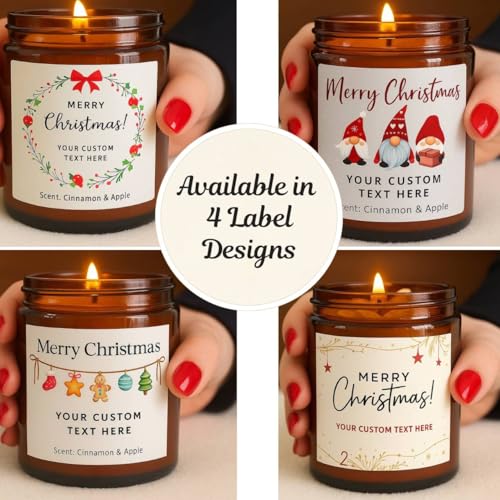 Personalised Christmas Candle - Custom Label & Gift Box - Handmade Scented Candles Gifts for Women - 100% Natural Soy Wax with Fragrance Oils - Perfect Xmas Gifts & Xmas Keepsakes - Made in UK - Image 2