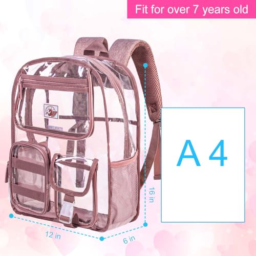 3Pcs Clear Backpack for Girls, Transparent Bookbag Heavy Duty See Through Backpacks3
