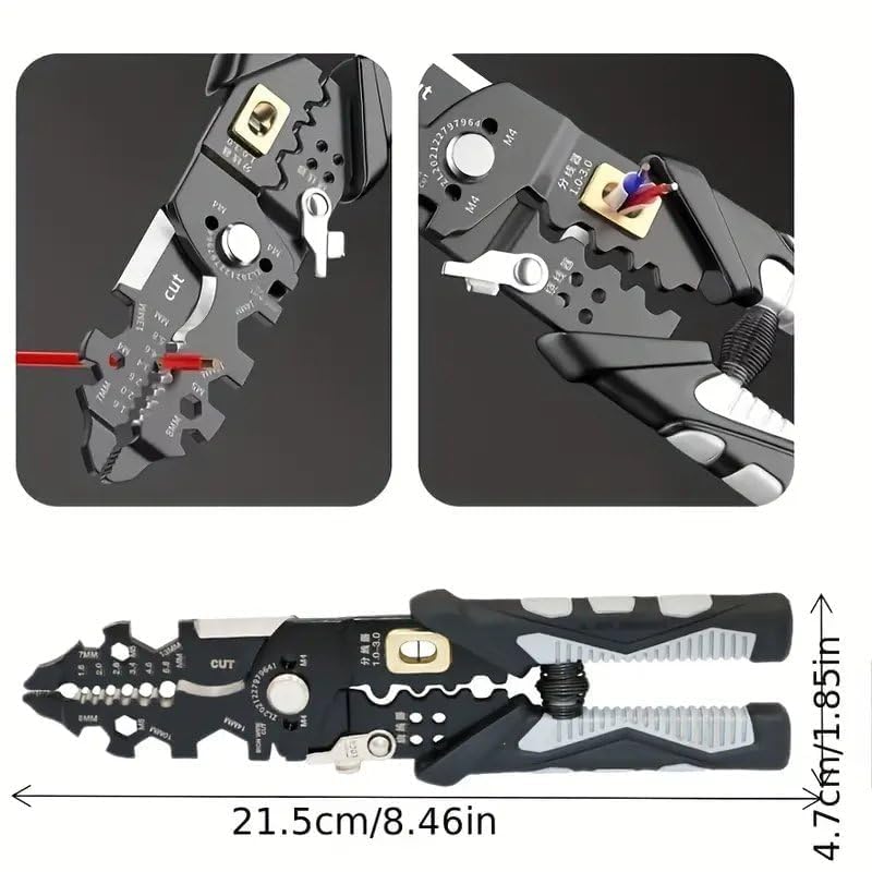 Image of Daccfy All in 1 Multifunction Stainless Steel Wire Stripper /Wire Crimping Tool, Wire Cutter, Wire Crimper, Cable Stripper, Wiring Tools (25 in 1 wire stripper)