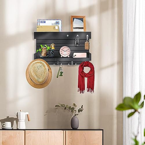 Image of Key Holder for Wall Decorative, Wooden Key Rack Mail Sorter Organizer, Double Shelf Key Hanger Mail Key Organizer, Rustic Home Decor for Entryway Hallway