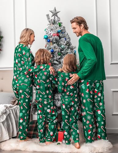 Ekouaer Family Christmas Pajamas Matching Sets Womens Mens Pjs Long Sleeve Sleepwear Holiday Lounge Sets