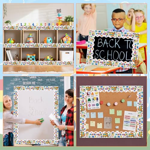 32.8 Feet Back to School Bulletin Board Borders, First Day of School Scalloped Border Welcome Back Trim Border Roll for Office Classroom Bulletin Boards Chalkboard Wall Decor - Image 6