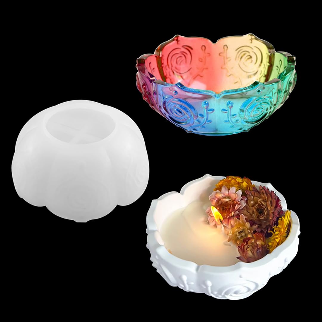 Zayookey Lotus Bowl Resin Molds Rolling Tray Silicone Moulds Irregular Containers Resin Casting Mold for DIY Jewelry Storage Box Flower Pot Stand Candle Holder