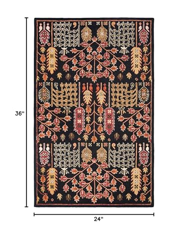 Tapete decorativo de lana SAFAVIEH 2' x 3' rojo y negro miniatura 2