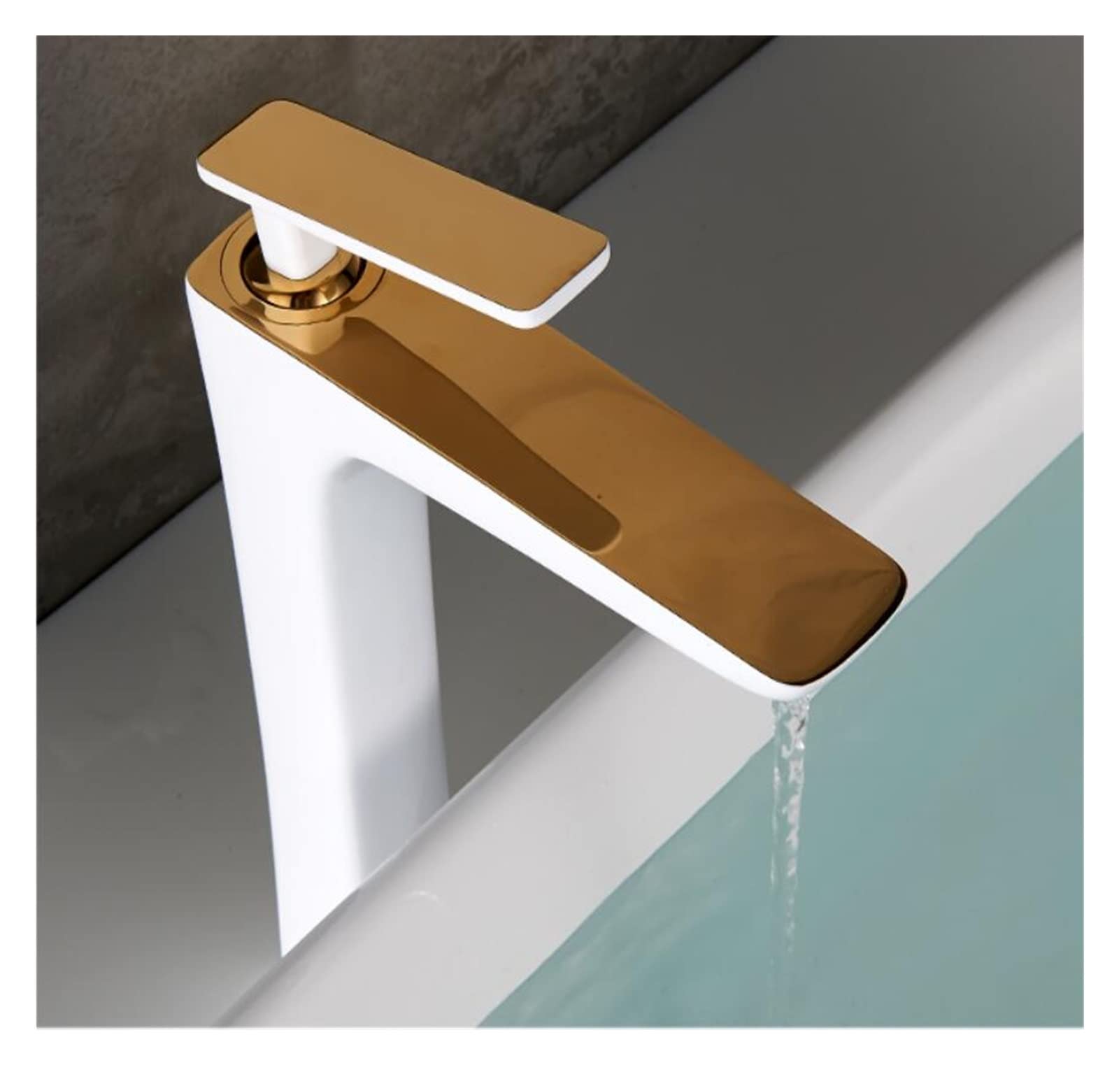 Robinet de salle de bain mitigeur blanc et or pour vasque à poser moderne