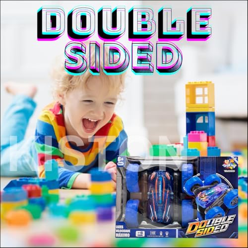 Carrinho Maluco 4x4 Recarregável Controle Remoto LED Colorido Roda 360° Dupla Face e Manobras Radica