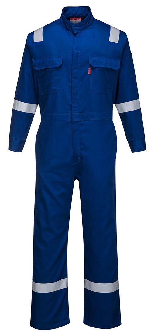 Portwest FR94 Bizflame Fire Resistant Coverall with FR Reflective Tape ASTM NFPA, Royal, 3 XL