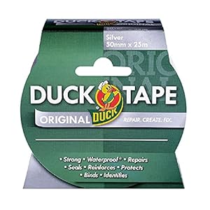 Duck Tape Original Silver, 50mm x 25m. The original high strength waterproof gaffer and duct adhesive cloth repair tape