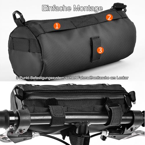 Rarapop Lenkertasche Fahrrad, Fahrradtasche vorne Lenker, Aufbewahrungstasche mit Schultergurt für Mountainbike, Rennrad – Ansicht 5