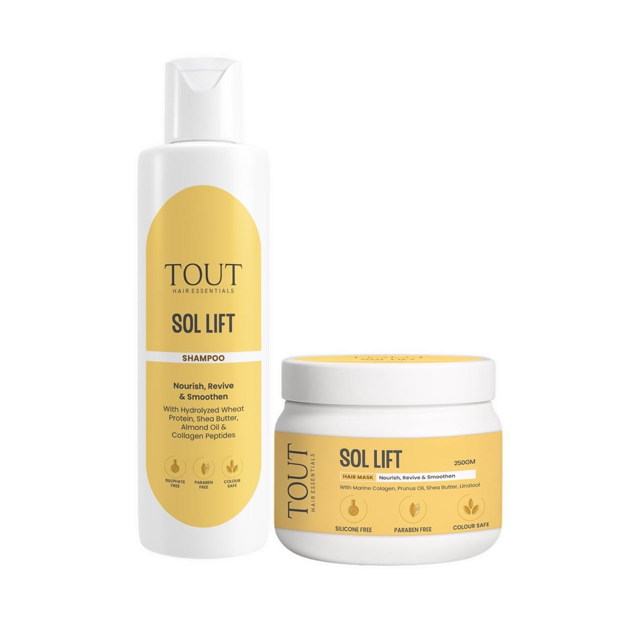 Sol Lift Shampoo and Hair Mask Combo 250 ml | Sulphate & Paraben Free, Collagen Peptides, Marine Collagen, Colour Safe, Shea Butter & Almond Oil-image-34