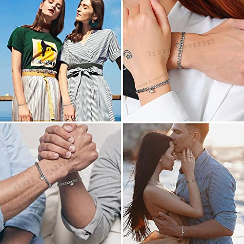 Image of Young & Forever Gift Fashion Long Distance Touch Gold Silver Rose Gold Couples Friendship Best Friend hand Couple matching Mens Magnetic Magnet bracelets for Women /Girls Silver bracelet for Men /Boys
