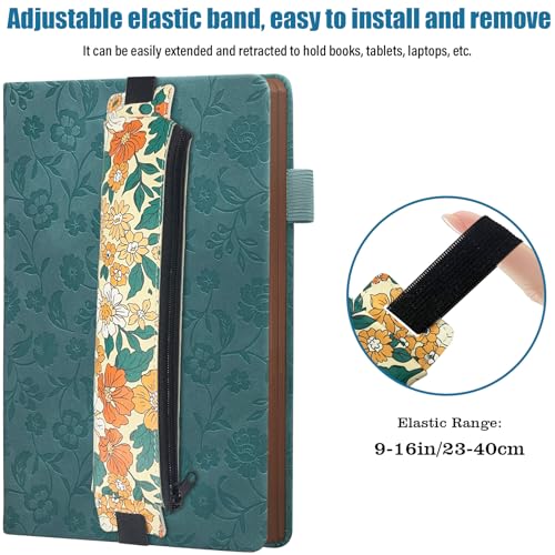 Image of Elastic Pen Holder for Notebook, 4 Pieces Leather Pen Holder Stationery Zipper Bag for Pencils, Markers, Pen Pouch w /Elastic Band for Notebook (Style-1)