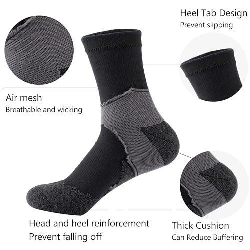GLENMEARL Mens Crew Socks, 5 Pair Cushioned Work Socks for Men, Cotton Athletic Boot Sock, Moisture Wicking Sock for Hiking4