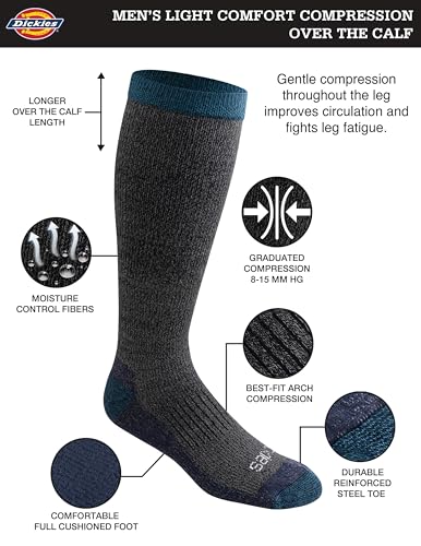 Image of Dickies Men's Light Compression Comfort Over-The-Calf Socks, Available in M-XXL (2, 4 Pairs)