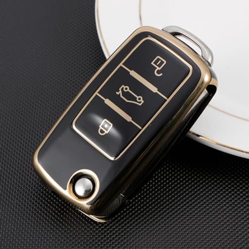 Funda de llave para VW en TPU Phnom Penh con elegante borde dorado