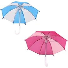 2 Pcs Doll Umbrellas for 18 Inch Dolls, Mini Blue and Pink Rain Umbrellas for Pretend Play, American Doll Accessories, 18 Inch Doll Accessories
