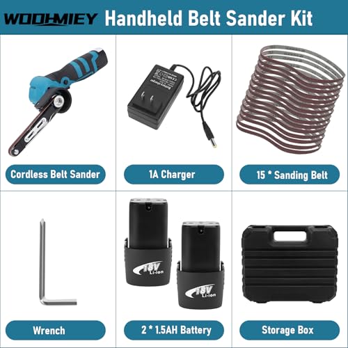 Image of Cordless Belt Sander, 16.8V Lithium Battery, 7000RPM, 15 Sanding Belts(80-1000 Grits), Powerful Motor for Wood, Metal,Curved Surfaces,Long-Lasting Performance, Fast Charging