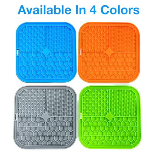 Image of Licking Mat for Dogs and Cats | Premium Lick Mat Suction Cups | Anxiety and Boredom Relief | Slow Feeding Mat Puzzle Toy | Food Grade Silicone Distraction Toy (Blue)