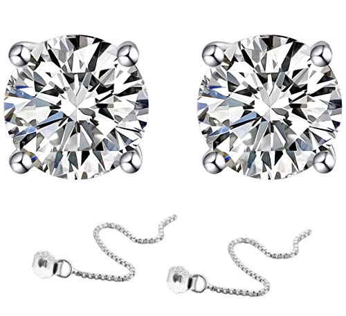 KIPONE Pendientes para mujer Juego de plata de ley 925 Pendientes de diamantes con caja de regalo EDXZ002