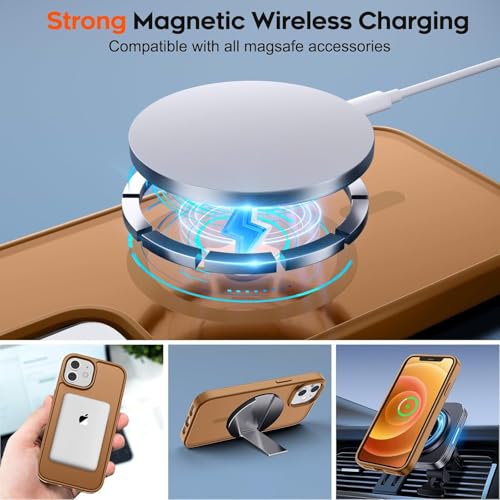 Image of AIBEX Back Cover Case for Apple iPhone 12 /12 Pro MagSafe Compatible | Slim Case with Wireless Charging Support | Shockproof, Anti-Fingerprint & Lightweight Military-Grade Protective Cover - Brown