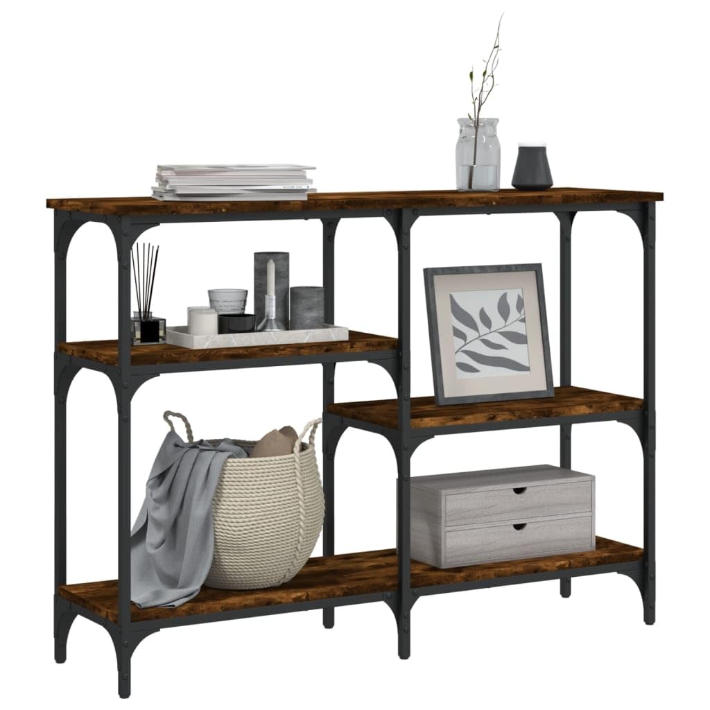 Tavolo consolle in rovere affumicato, 102 x 29 x 75 cm, tavolino in