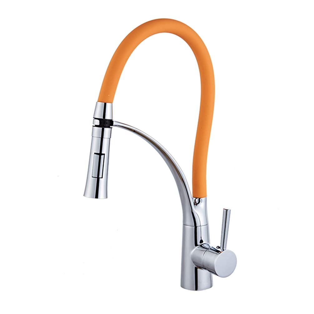 ZYCHSJXA Kitchen Mixer Sink Faucet Brass Torneira Tap Faucets Hot Cold Deck Mounted Bath 360 Degree Rotary,Orange