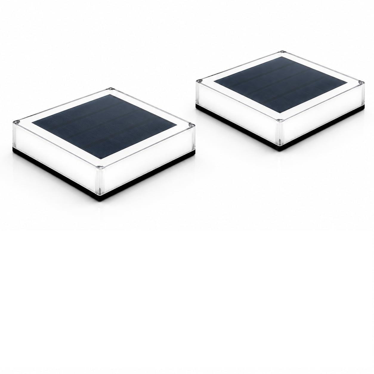 Ilikepow White 2Pcs Solar Lights Outdoor For Posts, Deck, Fence, Patio, Garden Post Cap Lamp Waterproof Lighting Colour Temperature Adjustable 3000K, 4000K, 6000K