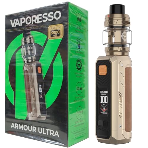 Vaporesso Armour Ultra Kit Built in 5500mAh Battery | 100W Tri-Proof Box MOD 510 thread | 6ml Slide-open Itank T (dual mesh coil) DTL Vaping (Or dune)