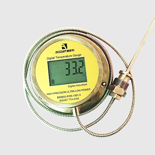 LeTkingok Digital Temperature Gauge, Industrial Boiler Display Kettle High Precision Temperature Tester 304 Stainless Steel Probe -50~200?