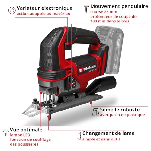 Scie sauteuse sans fil Einhell résout les coupes difficiles de 100mm