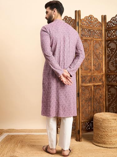 Image of Amazon Brand - Tavasya Men Rayon Blend Geometric Regular Kurta