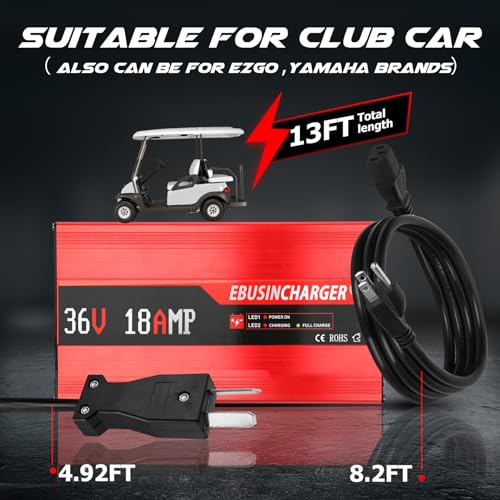 Ebusin 36 Volt 18A Golf Cart Battery Charger For Club Car,Ezgo & Yamaha(Lead-Acid),18 Amp Smart Charger With Trickle Charge thumb #3