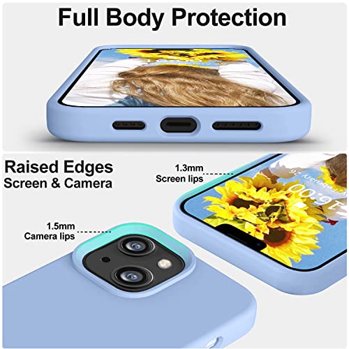 Vooii Compatible With Iphone 14 Plus Case, [Upgraded Thickened Liquid Silicone] [Soft Anti-Scratch Microfiber Lining] Shockproof Full Body Protective Phone Case For Iphone 14 Plus - Light Blue #TOP2