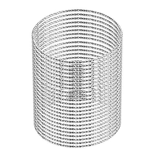 UPINS 30Pcs Thin Round Bangle Bracelet Women Blank Bracelets for Jewelry Making Craft (Silver)
