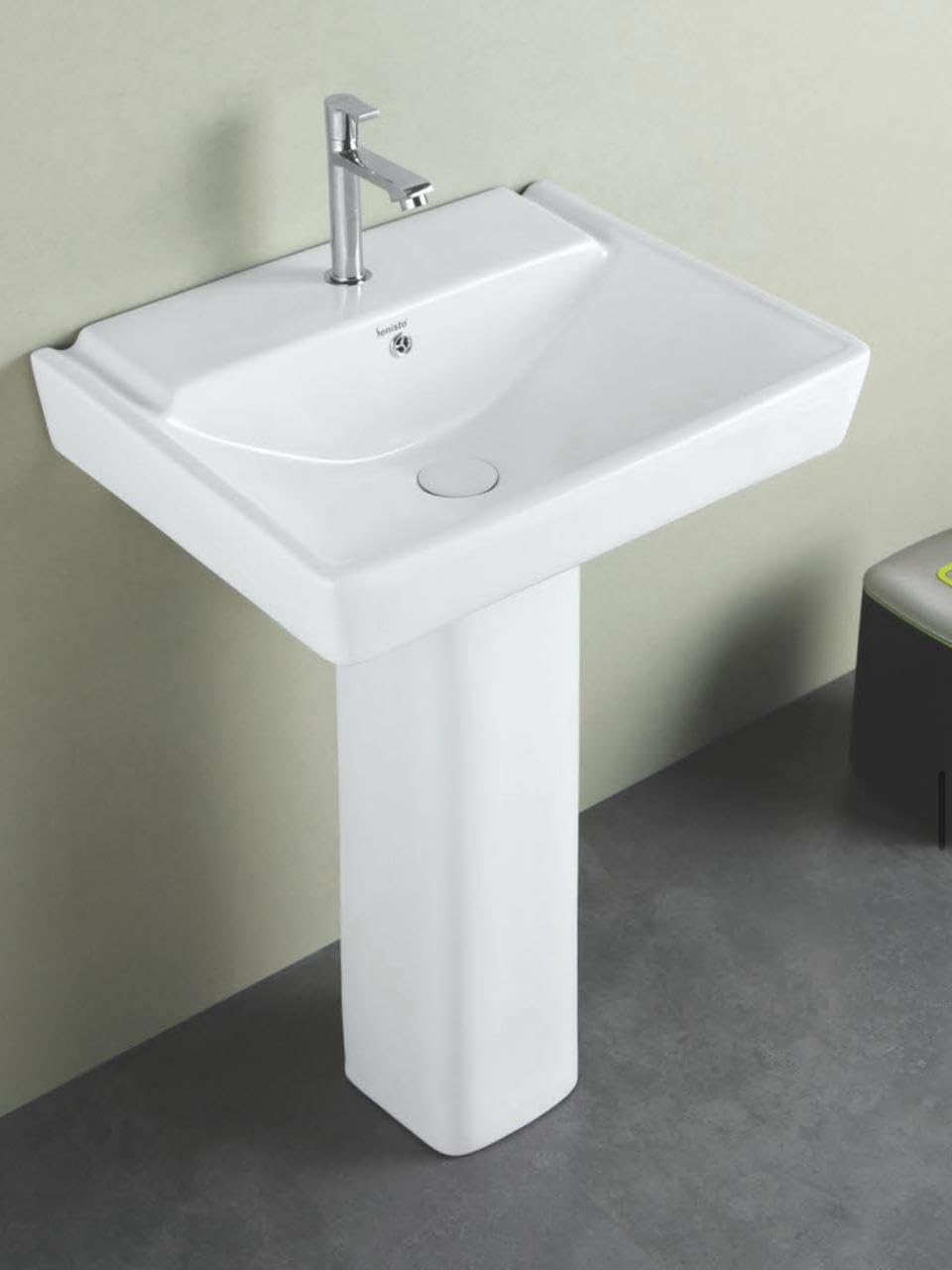 Gold Ceramic Wash Basin - Free Standing Pedestal -10