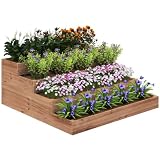 Outsunny Jardinera de Madera Elevada 4 Niveles 113x113x46 cm Café Oscuro