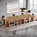 Tribesigns 12FT Conference Table, Modern Meeting Seminar Table for 12-14 Person, Rectangular Solid Executive Business Furniture Boardroom Desk for Office (Set of 2, Light Brown)