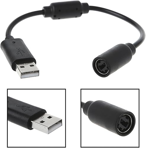 Miniatura 5 de Paquete de 2 cables de repuesto para controladores con cable de Xbox 360, cable adaptador de extensión para Xbox 360 (2, paquete de 2, negro)