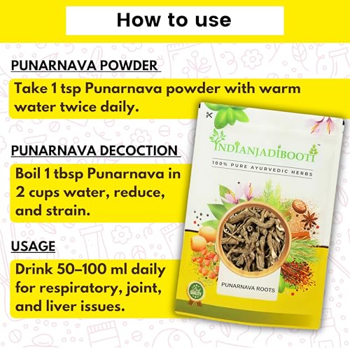 Image of IndianJadiBooti Punarnava Boerhavia Diffusa | Supports Kidney Health & Water Balance | Punarnava Churna For Urinary Wellness & Swelling Relief | With Boerhavia Diffusa Roo - 100g Pack