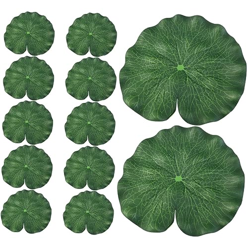 CIYODO 12 Piezas Decoración del hogar Artificial decoración de Peces Adornos de Acuario Flotante características Hoja de simulación Decoracion de Jardin Plantas simuladas Eva Verde