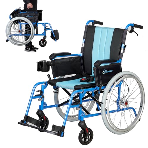 ENCAREFOR 13lbs Lightweight Wheelchair, Self-propelled Wheelchair with 20