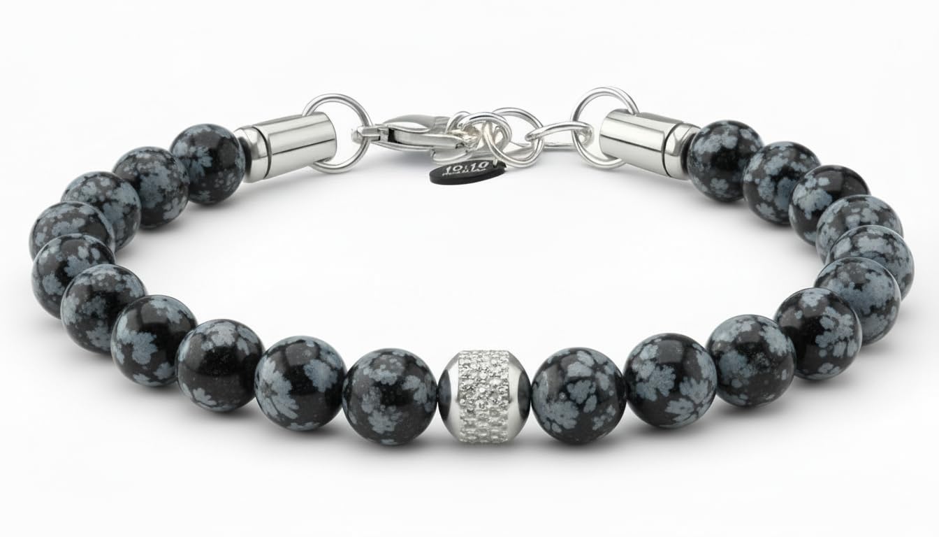 10:10 Bracciale Uomo Pietre Naturali 8 MM - Braccialetto Regolabile, Resistente e Comodo - Bracciali In Pietra Made In Italy