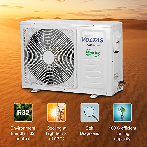 Image of Voltas 1 Ton, 4 Star, Inverter Split AC(Copper, 4-in-1 Adjustable Mode, Anti-dust Filter, 2023 Model, 125V DAZP, White)