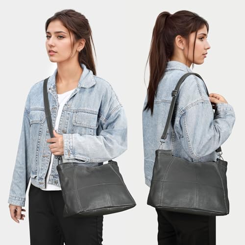 Image of Genuine Leather Women Handbags and Purses Designer Medium Tote Bag Fashion Shoulder Crossbody Satchel Hobo Bag