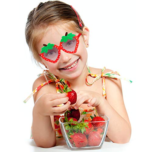 Weewooday 4 Pairs Toddler Sunglasses Girls Funny Kids Sunglasses Strawberry Bunny Pineapple glasses for Little Girls Baby3