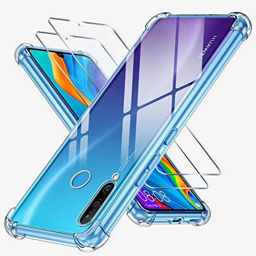 Pnakqil Cover per Huawei P30 Lite/Nova 4e Custodia, con 2 Pezzi Pellicola Vetro Temperato Compatibile con Huawei P30 Lite, Cover Trasparente Ultra Sottile Silicone Antiurto AntiGraffio[6.15 Pollici]