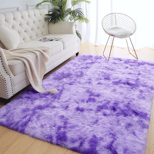 image for AROGAN Soft Rainbow Area Rugs for Girls Room 6x9 Feet, Fluffy Girls Be