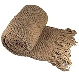 Home Soft Things Brown Throw Blanket Knitted Tweed Throw 50'' x 60'', Amphora, Super Soft Cozy Warm Comfortable Breathable Throw for Living Room Chair Couch Bed Sofa Bedroom Home Décor