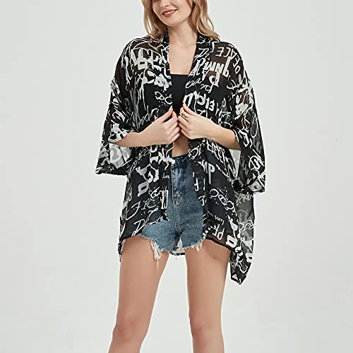 Kimono floral bohemio holgado de gasa transparente que estiliza tu figura 2